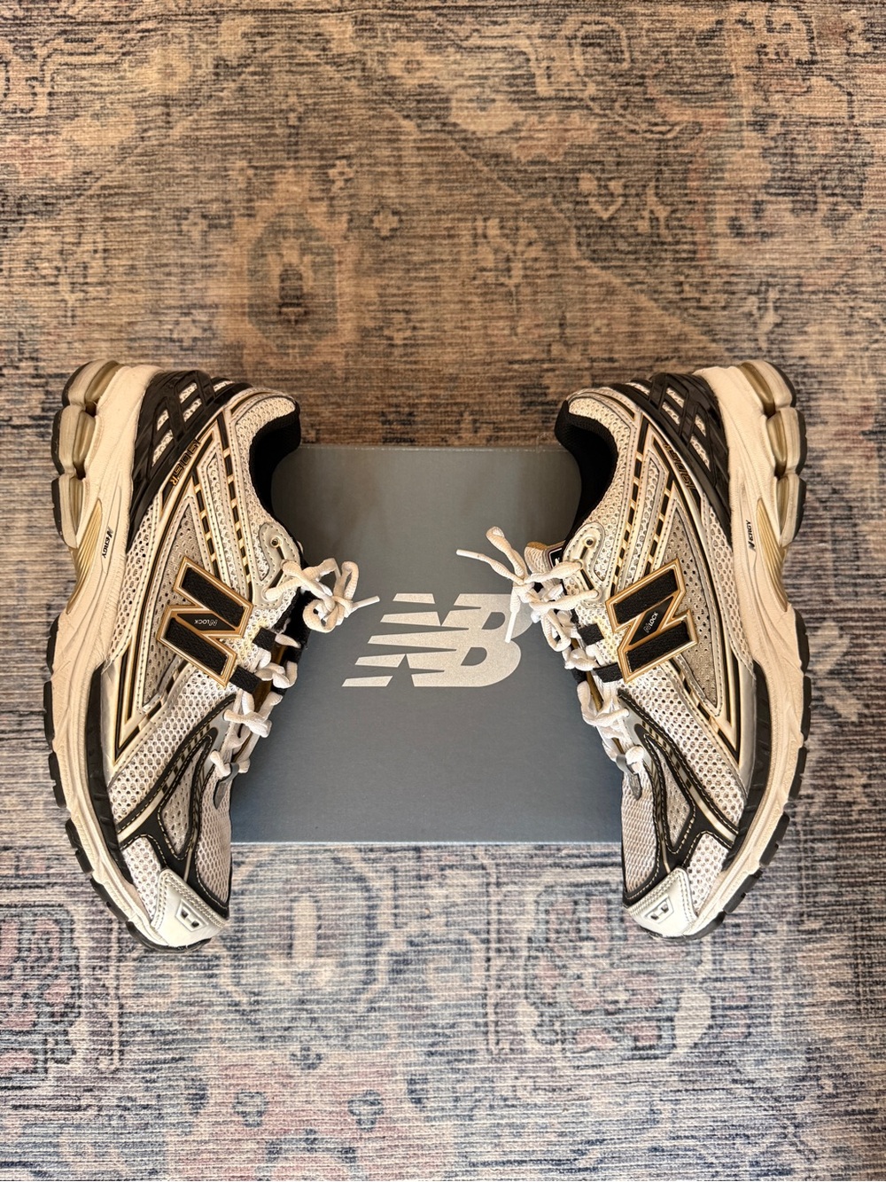 New Balance 1906 Men's Cream and Black Athletic Running Shoes